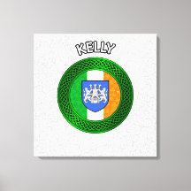 Kelly Crest & Celtic Knot on Shamrock Canvas Print