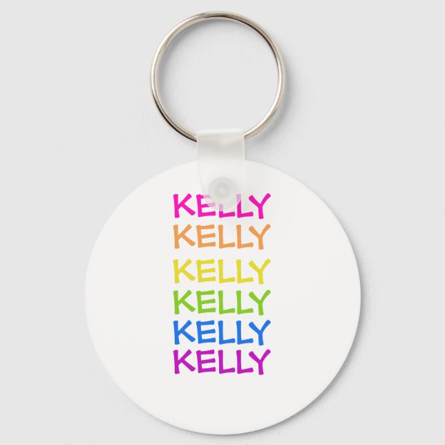 Kelly - Nomes - Neon Letters Round Chaveiro (Frente)