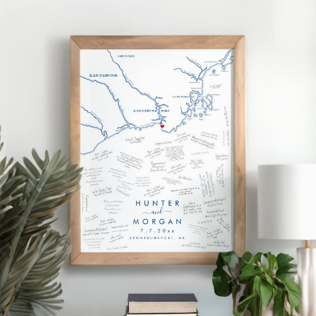 Kennebunkport Wedn Modern Guest Book Poster (This Kennebunkport guest book poster is perfect for your coastal Maine destination wedding)