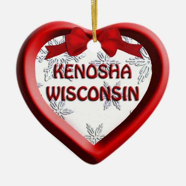 Kenosha Wisconsin Heart Enfeites de natal (Frente)