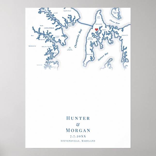 Kent Island MD Wedding Elegant Guest Book Poster (Frente)