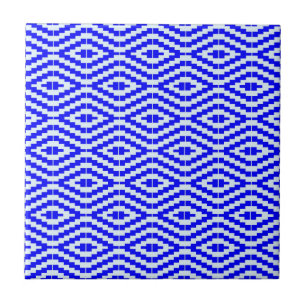 Kente Geométrico Azul Brilhante, Branco,