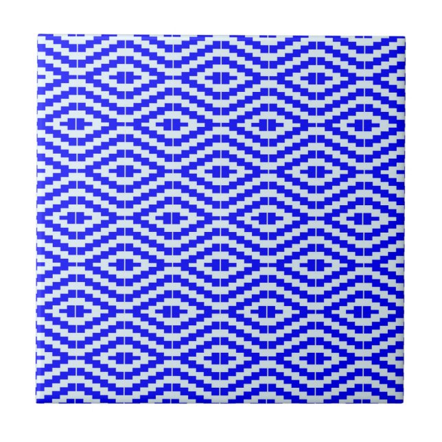 Kente Geométrico Azul Brilhante, Branco, (Frente)