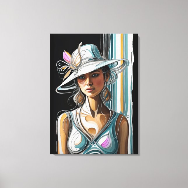 Kentucky Derby Womens Hat Canvas Wall Art Impressõ (Frente)