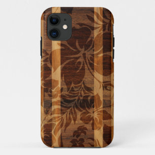 Keokea Beach Faux Wood Surfboard iPhone 5 Capas