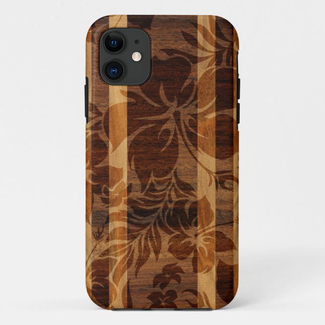 Keokea Beach Faux Wood Surfboard iPhone 5 Capas (Verso)