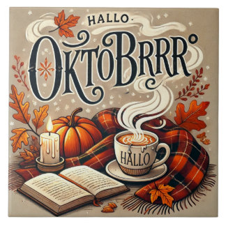 Keramikfliese „Hallo Oktobrrr“ – Herbstliche Deko