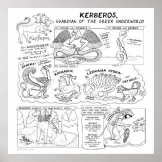Kerberos / Cerberus Poster Comix Mito Grego