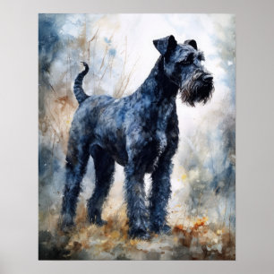 Kerry Blue Terrier Dog Art Impressão Poster