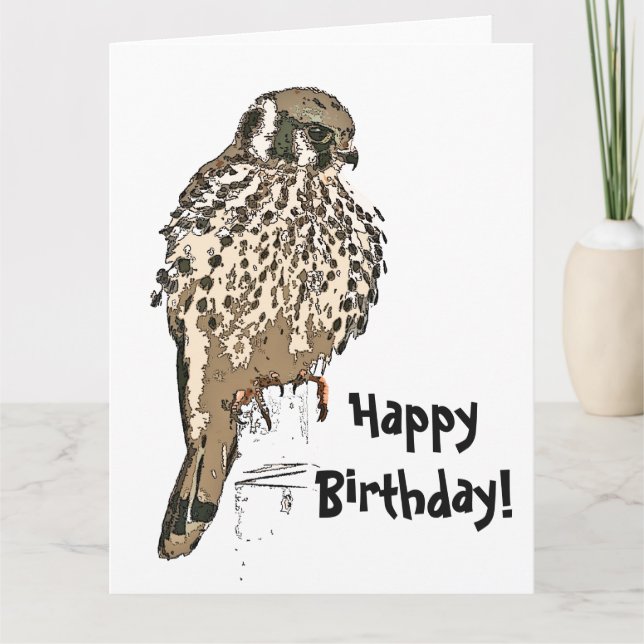 Kestral Bird Wilthday - Cartão de Aniversário (Frente)