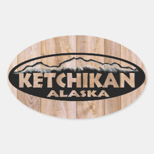 Ketchikan Alaska - sinal de madeira - adesivos ova