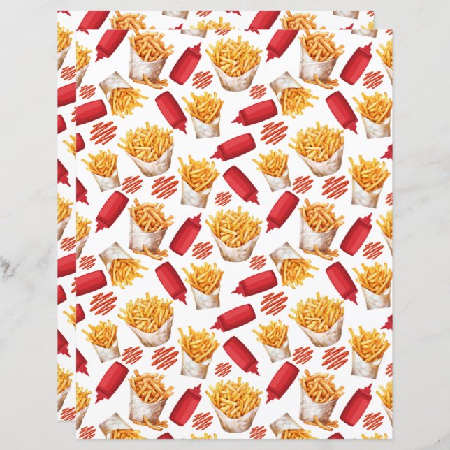 Ketchup & French Scrapbook Paper (Frente/Verso)