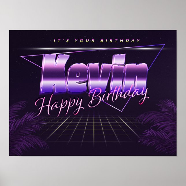 Kevin Name Vorname lila retro Poster Geburtstag (Frente)