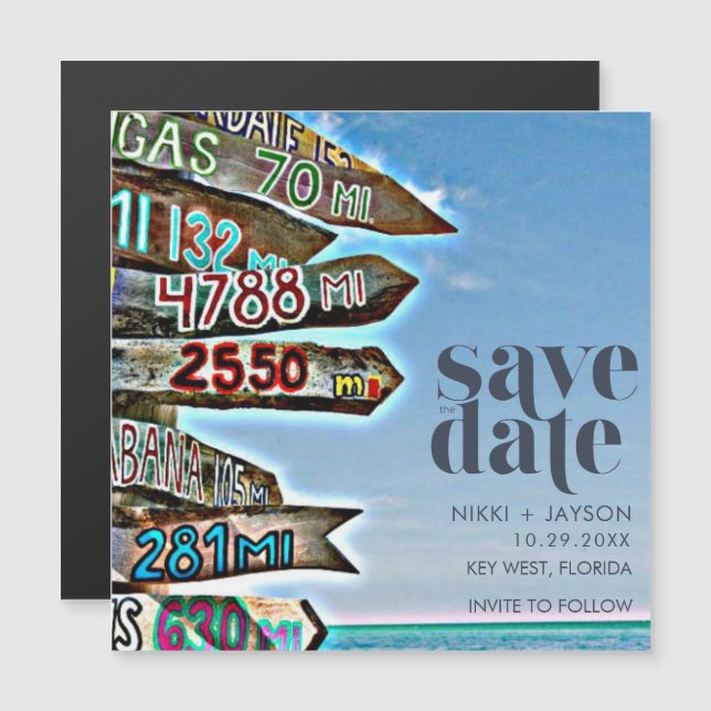 Key West Florida Destino Wedding the Date (Casamen (Frente/Verso)