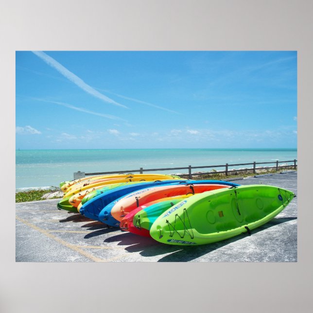 Key West Florida Kayaks cores Ocean Beach Poster (Frente)