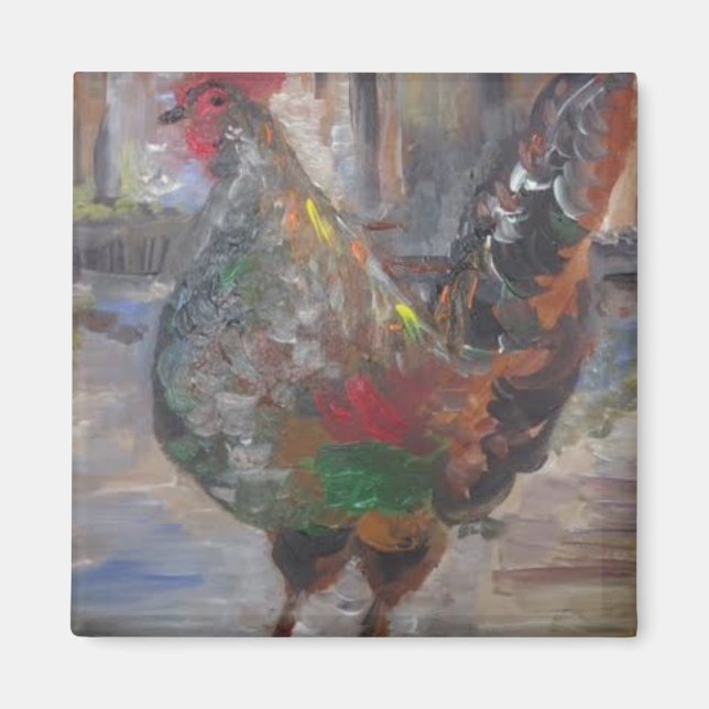 Key West Rooster Painting em um imã (Frente)