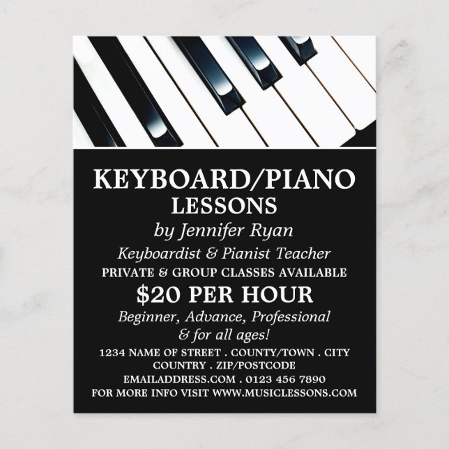 Keyboard Keys, Keyboard, Piano Lessons Flyer (Frente)