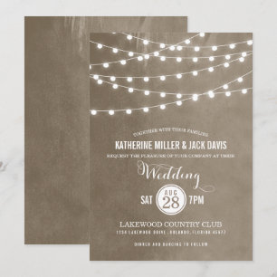 Khaki String Luz Convite De Casamento