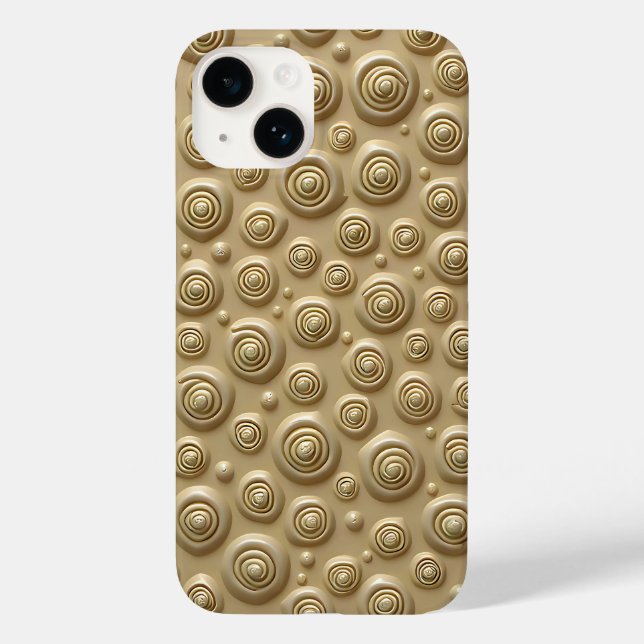 Khaki Textured iPhone Case with Spiral Design (Verso)