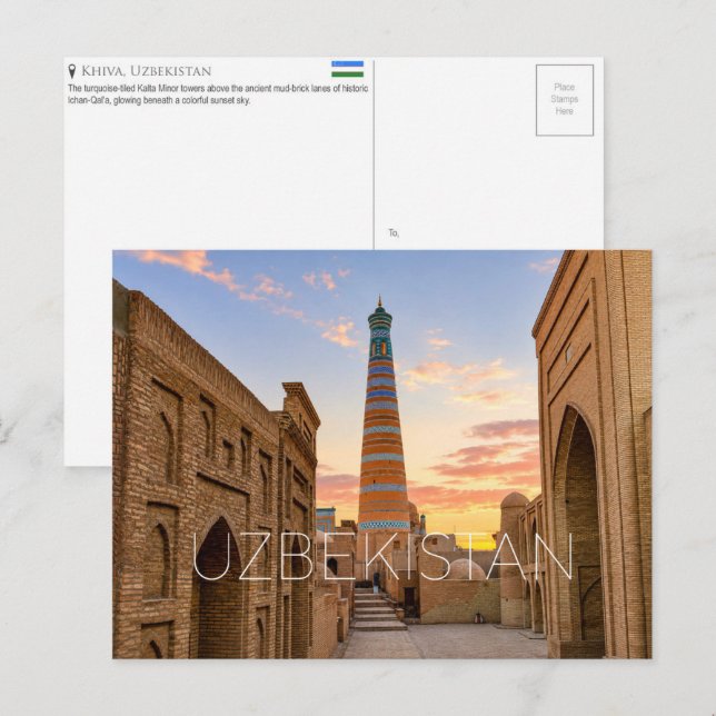 Khiva, Uzbequistão Cartão Postal de Viagem (Frente/Verso)