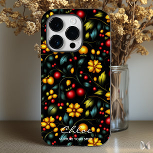 Khokhloma Capa de telefone Floral com Torção Moder