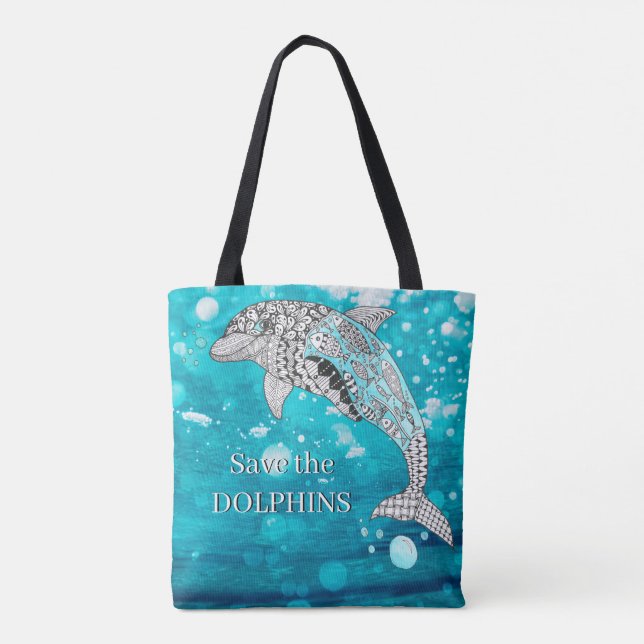 KHS Colorful Save the Dolphins Tote Bag (Verso)