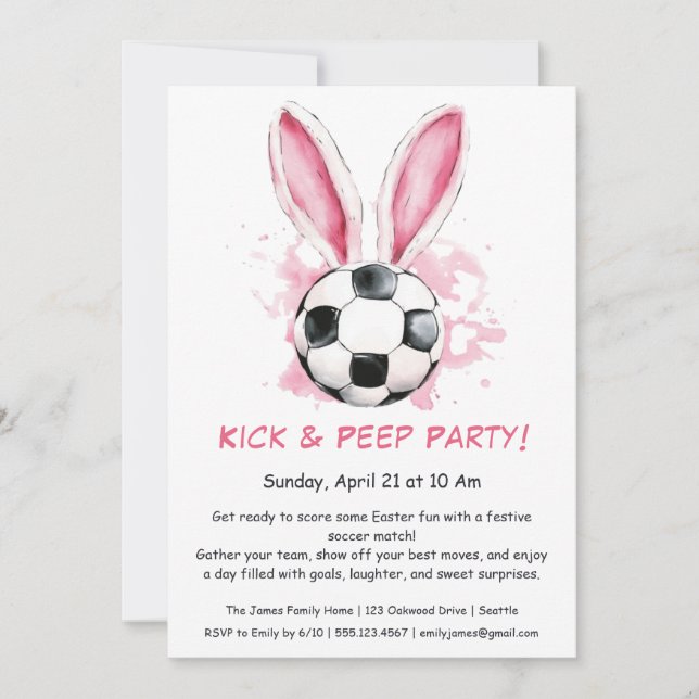 Kick & Peep Party - Convite para o futebol de Pásc (Frente)