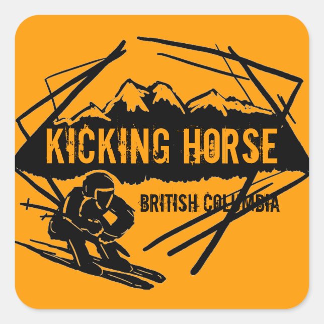 Kicking Horse British Columbia laranja ski adesivo (Frente)