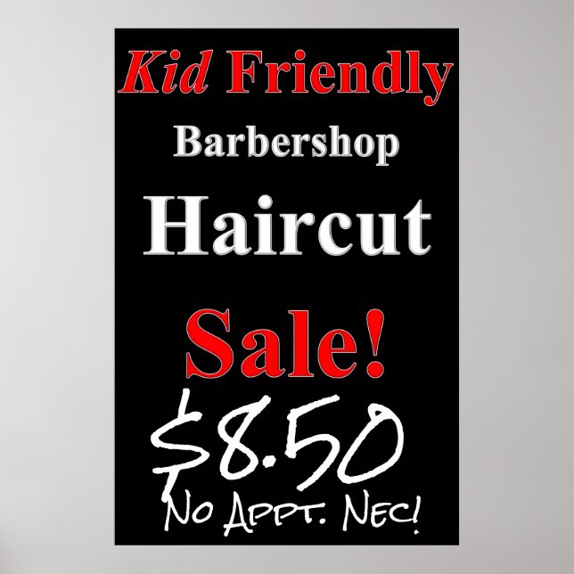 Kid Friendly Haircut Venda Beauty Salon Poster (Frente)