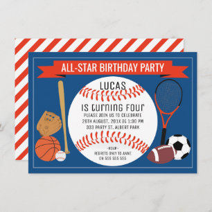 Kids Baseball Sports Convite de aniversário