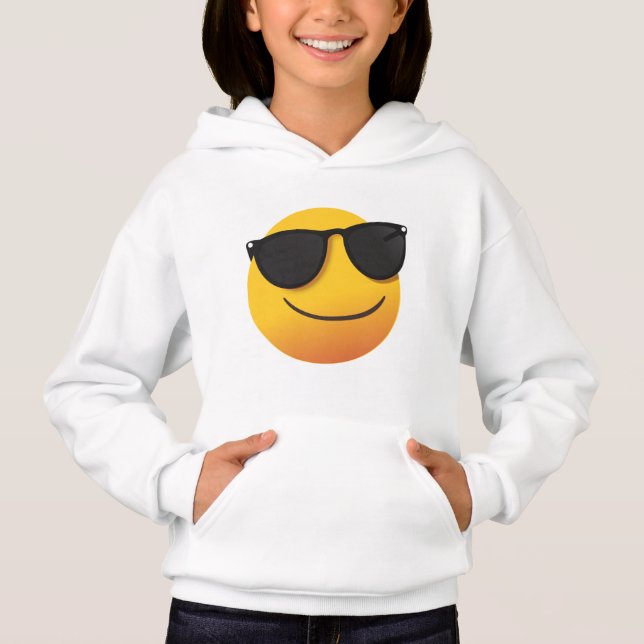 Kids Cool Smiley Hoodie | Fun Emoji Graphic Design (Frente)