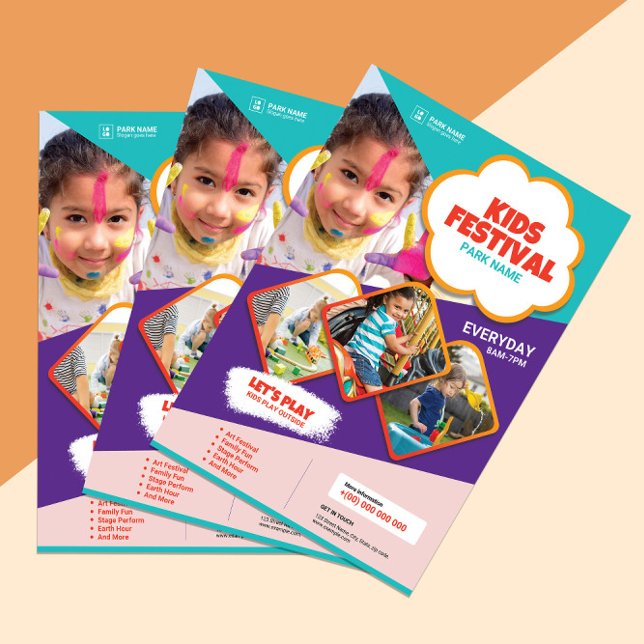 Kids Festival Flyer Modelo (Criador carregado)