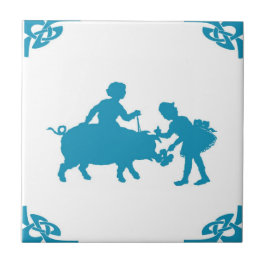 Kids holandeses azuis e Pig Delft
