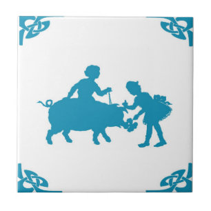 Kids holandeses azuis e Pig Delft