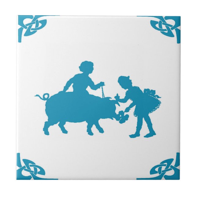 Kids holandeses azuis e Pig Delft (Frente)
