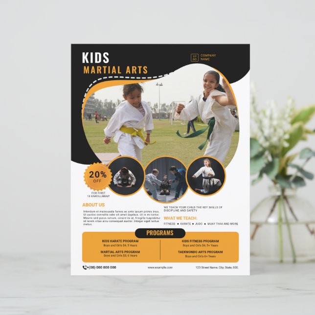 Kids Martial Arts Flyer Template (Em pé/Frente)