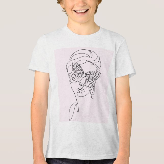 kids minimalist butterfly face art t shirt (Frente)