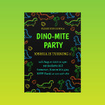Kids Neon Dinossaur Convite de aniversário<br><div class="desc">Kids Neon Dinossaur Convite de aniversário</div>