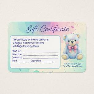 Kids Party Planner Pastel Teddy Bear Logotipo QR