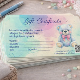 Kids Party Planner Pastel Teddy Bear Logotipo QR