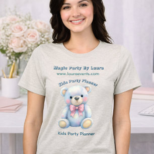 Kids Party Planner Pastel Teddy Bear Logotipo QR