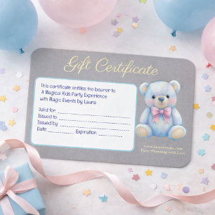 Kids Party Planner Pastel Teddy Bear Logotipo QR