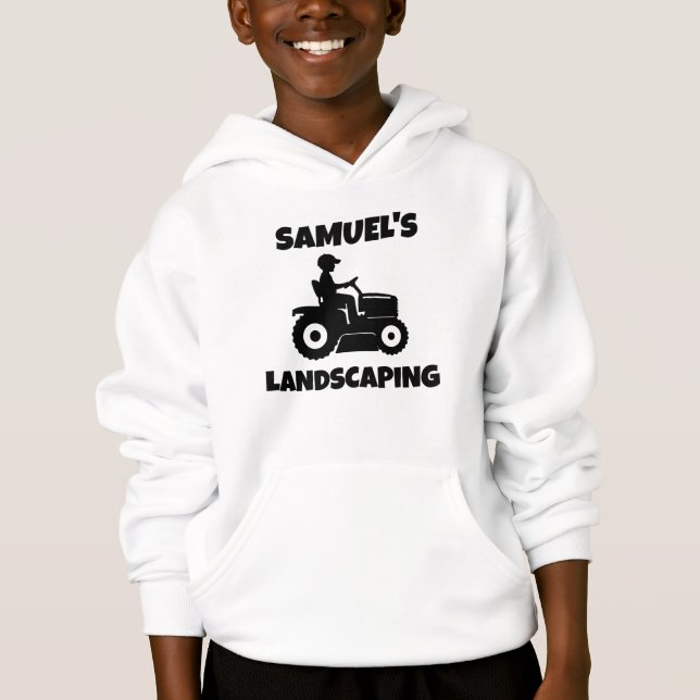 Kids Personalized Lawn Mower Hoodie (Frente)