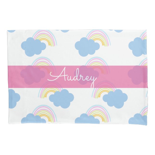 Kids Rainbow Cloud Doodle Caso de Travesseiro Padr (Frente)
