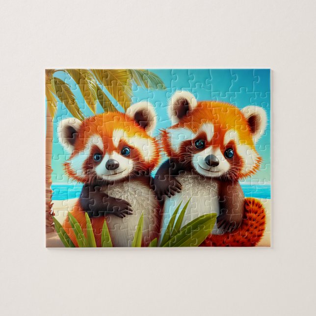 Kids Red Pandas Jigsee Quebra-cabeça - Tropical (Horizontal)