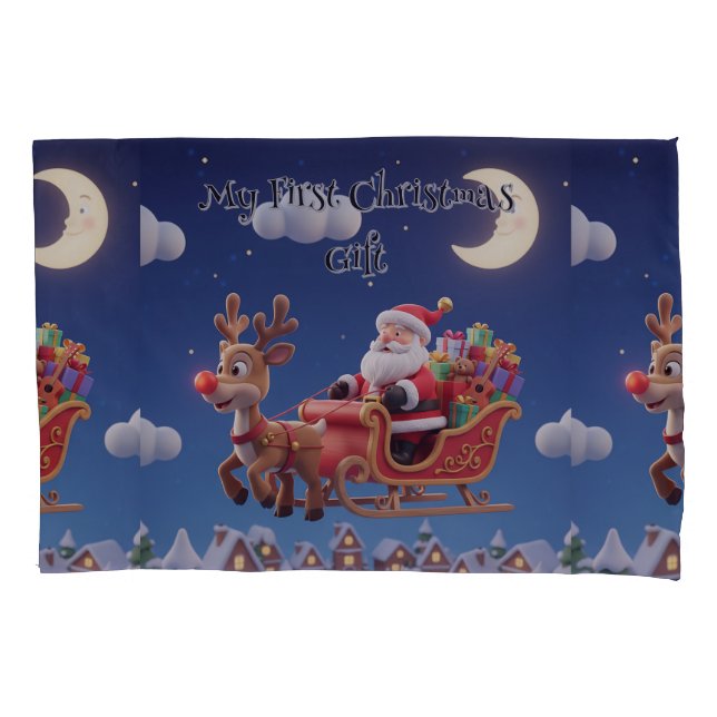 Kids' Santa Rudolph Standard Pillowcase (Frente)