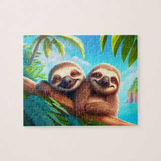Kids Sloths Jigsen Quebra-cabeça - Tropical