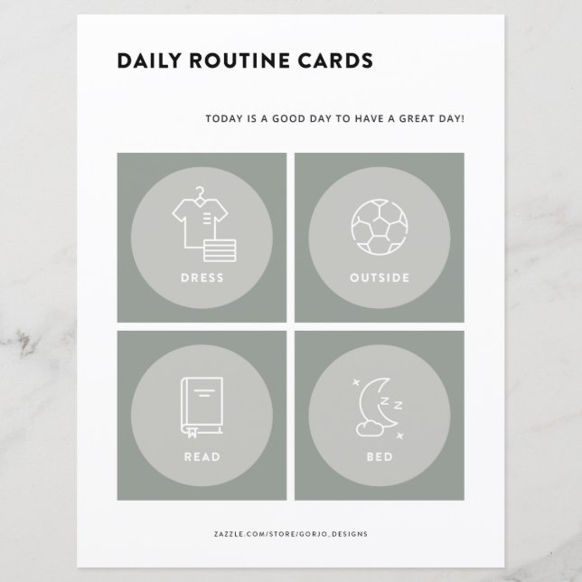 Kids Todler Daily Routine Cards Visual Schedule (Frente)