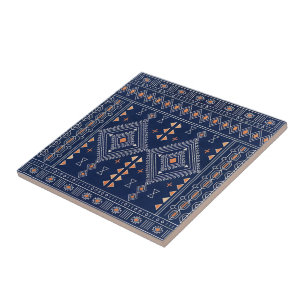 Kilim Tribal do Sudoeste em Azul Marinho e Cobre
