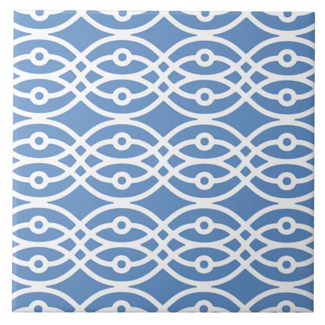 Kimono impressão, azul-céu e branco (Frente)
